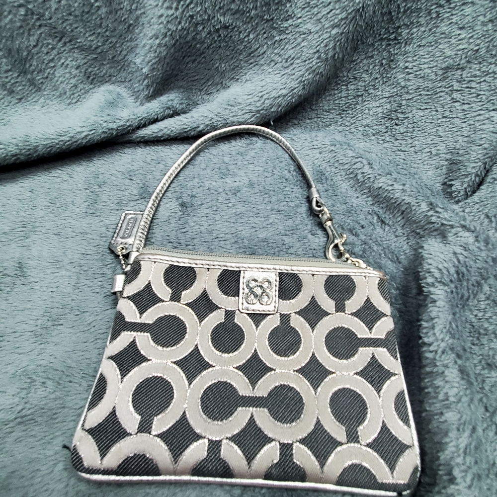 Relist - Silver / Gray Coach wristlet